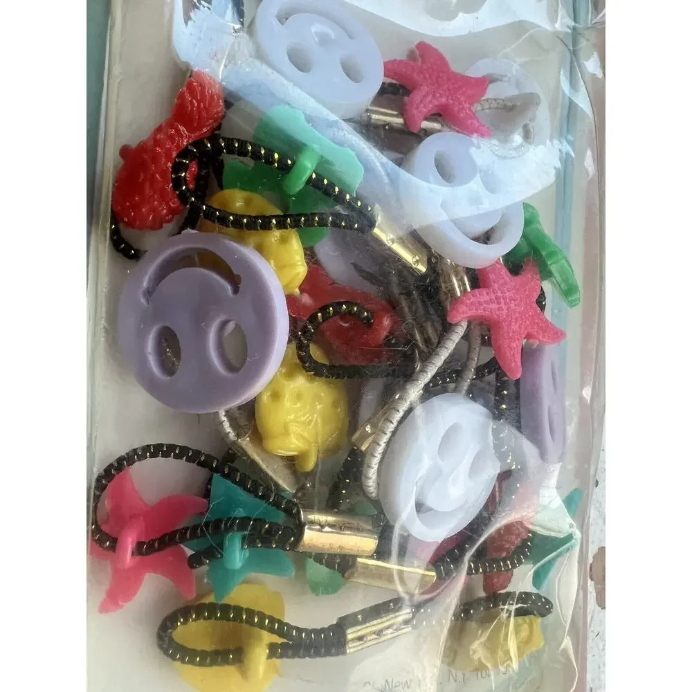 Vintage Color Mates Multi Color Smiley face Star Strawberry Ponytail Holders New